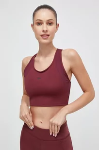 Reebok top treningowy Lux Perform kolor bordowy - Koszulki sportowe damskie - miniaturka - grafika 1