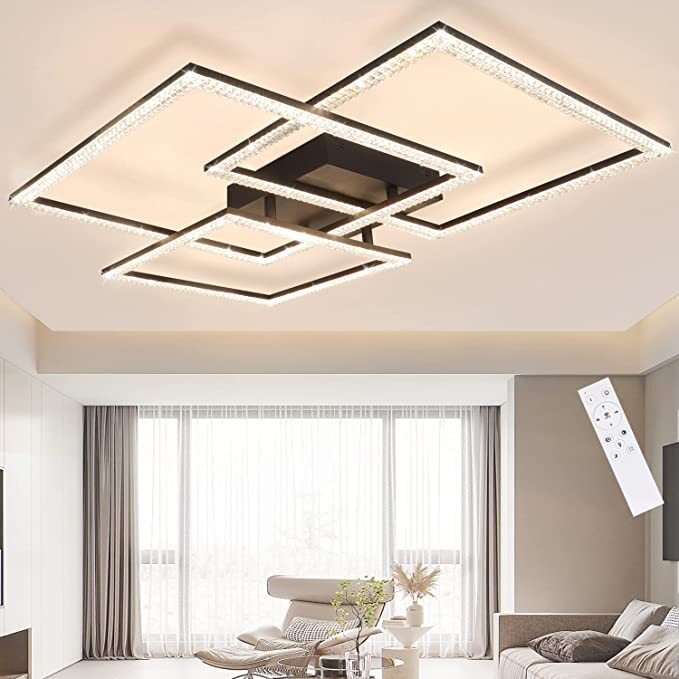 ZMH Lampa sufitowa LED Biała lampa do salonu ściemniana 82 W Nowoczesna kryształowa lampa do sypialni Designerska lampa do wnętrz z pilotem