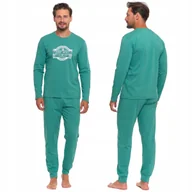 Piżamy damskie - Piżama Męska Bawełniana Długi Rękaw z Nadrukiem i Długie Spodnie XL MORAJ - miniaturka - grafika 1