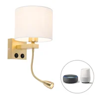 Lampy ścienne - QAZQA Inteligentna lampa ścienna złota z białym kloszem z Wi-Fi A60 - Brescia - miniaturka - grafika 1