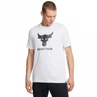 Koszulki sportowe męskie - Męska koszulka treningowa Under Armour Project Rock Payoff Graphc Ss - biała - UNDER ARMOUR - miniaturka - grafika 1