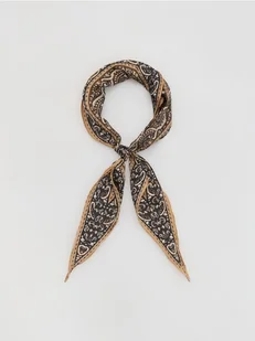 Reserved - Wzorzysta apaszka - brązowy - Czapki damskie - miniaturka - grafika 1