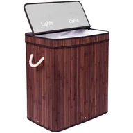 Kosze na bieliznę - Kosz bambusowy na pranie SOREN 2 komory wenge - miniaturka - grafika 1