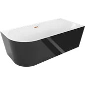 Wanny - Mexen Mia wanna wolnostojąca narożna prawa 160 x 80 cm, biała/czarna, przelew miedź szczotkowana - 52691608075P-65 - miniaturka - grafika 1