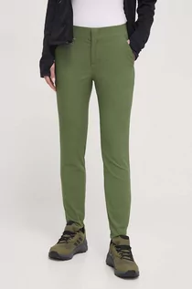Spodnie damskie - Columbia spodnie damskie kolor zielony dopasowane medium waist - grafika 1
