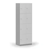 Szafki biurowe - Drewniana szafka skrytkowa, 8 schowków, zamek cylindryczny, szary/biały - miniaturka - grafika 1