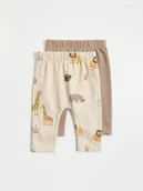 Komplety dla niemowląt - Reserved - Bawełniane spodnie 2 pack - kremowy - miniaturka - grafika 1