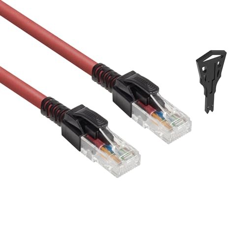 ACT Zamykany kabel Ethernet CAT6A, z zamkiem, kabel sieciowy RJ45 Ethernet (U/UTP), ochrona przed zagięciem LSZH, czerwony, 2 m – FB5502