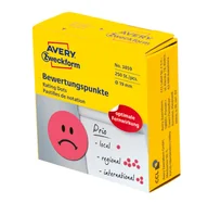 Etykiety do drukarek - Avery Zweckform Kółka z symbolami do zaznaczania w dyspenserze 'Smutna buźka', trwałe, 250 szt. / rolka, $24119 mm, czerwone, Zweckform 3859 - miniaturka - grafika 1