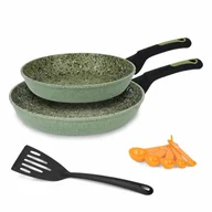Zestawy garnków i patelni - Zestaw 2 zielone PATELNIE GRANITOWE Konighoffer Green Blossom 24/28 cm i 6 akcesoriów kuchennych - miniaturka - grafika 1