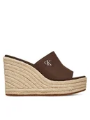 Klapki i japonki damskie - Calvin Klein Klapki Wedge Rope Slide Mg YW0YW01699 Brązowy - miniaturka - grafika 1