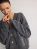 Swetry damskie - Reserved - Wełniany kardigan - szary - miniaturka - grafika 1