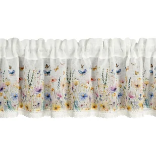 Zazdrostka 30x150 Estera biała fioletowa kwiaty zdobiona koronką gotowa na tunelu - Firany Zazdrostka 30x150 Estera biała fioletowa kwiaty zdobiona koronką gotowa na tunelu - Firany - miniaturka - grafika 1