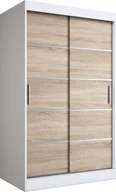 Szafy - MKPOL Szafa przesuwna MODUO COMFORT 120 biała mat/dąb sonoma z listwami - miniaturka - grafika 1