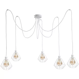 KET Loftowa LAMPA wisząca metalowa OPRAWA druciany ZWIS pająk biały KET466 - Lampy sufitowe - miniaturka - grafika 1