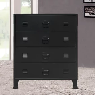 vidaXL Metalowa komoda w industrialnym stylu, 78 x 40 x 93 cm, czarna - Komody - miniaturka - grafika 2