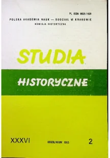 Studia Historyczne Rok XXXVI Zeszyt 2 - Historia świata - miniaturka - grafika 1