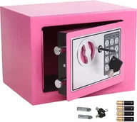 Sejfy i kasy pancerne - Sejf Kasetka Na Zamek Elektroniczny Cyfrowy Szyfr Klucz Różowy - miniaturka - grafika 1