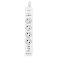 Listwy zasilające - Listwa zasilająca 4-gniazdowa + 3xUSB A ; 5 metrów ; 3×1,5mm² H05VV-F 16A/250V~M02415 - miniaturka - grafika 1