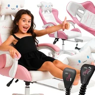 Krzesła obrotowe dla dzieci - Dziecięcy Fotel Gamingowy z wysuwanym podnóżkiem - różowy - miniaturka - grafika 1