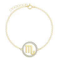 Bransoletki - ZŁOTA BRANSOLETKA ZNAK ZODIAKU SKORPION ŁAŃCUSZEK PREZENT ŻYCZENIA 925 - miniaturka - grafika 1