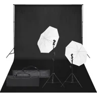 Lampy studyjne - vidaXL Fotograficzny zestaw studyjny z lampami i tłem - miniaturka - grafika 1