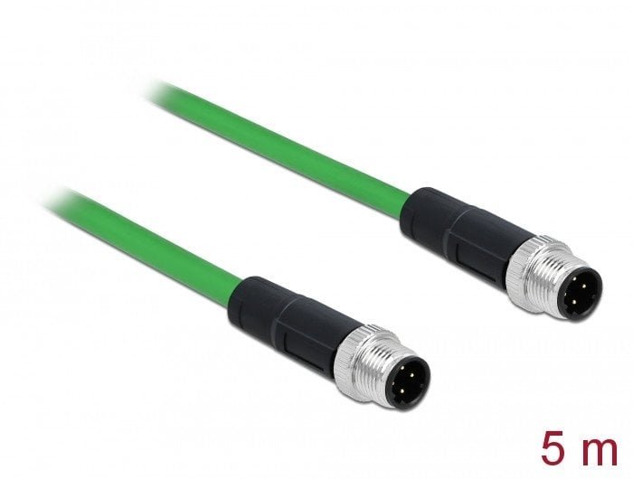 DELOCK Netzwerkkabel M12 4 Pin D-kodiert ST zu ST TPU 5 m