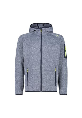 CMP - Męska kurtka Knit-Tech ze stałym kapturem, B.Blue-Lime, 58