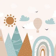 Fototapety - Fototapeta odłożyć szaro-niebieskimIciepłego pomarańczu - 300 x 279 cm - ESTAHOME - miniaturka - grafika 1