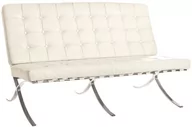 Sofy i kanapy - King Home Sofa BARCELON dwuosobowa biała - skóra, chrom T03-2.WHITE - miniaturka - grafika 1