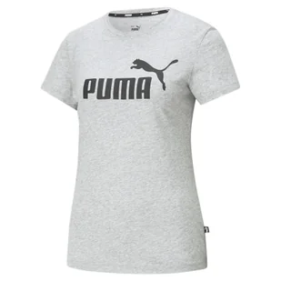 Damska koszulka z logo Essentials PUMA Light Gray Heather - Koszulki sportowe damskie - miniaturka - grafika 1