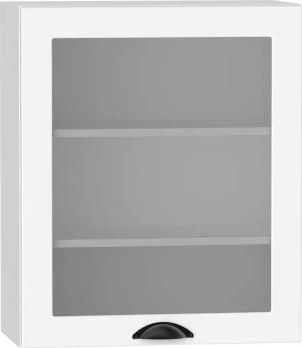 Elior Górna szafka kuchenna z przeszklonym frontem biała - Pergio 46X 60 cm