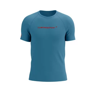 COMPRESSPORT Koszulka biegowa TRAINING SS LOGO T-SHIRT niagara blue - Bielizna sportowa męska - miniaturka - grafika 1