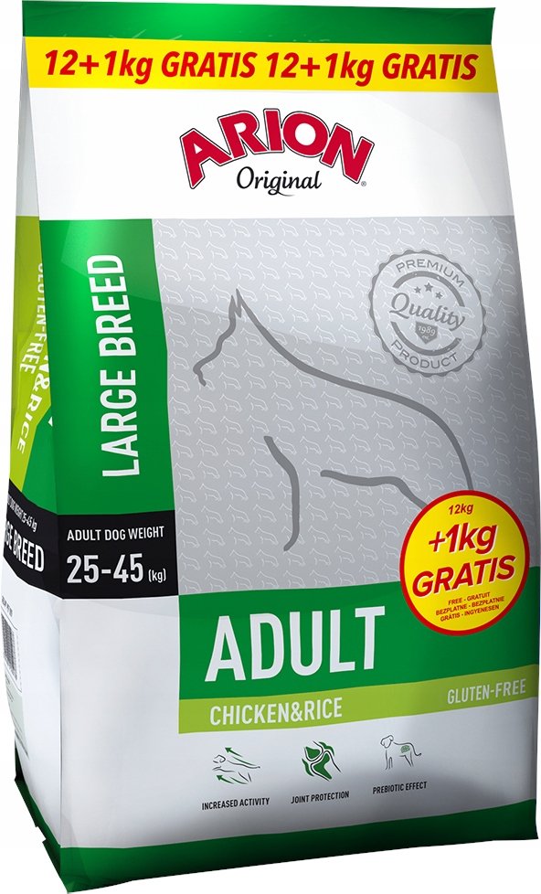 Arion Original Adult Large Chicken & Rice sucha karma dla psa z kurczakiem i ryżem 12 kg + 1 kg GRATIS