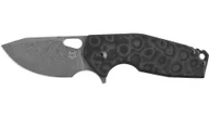 Noże - FOX knives VOX SURU SKŁADANY NÓŻ WŁÓKNO WĘGLOWE CZARNE CAMO-HERRINGBONE DAMASCEŃSKA STAL OSTRZE FX-5 - miniaturka - grafika 1