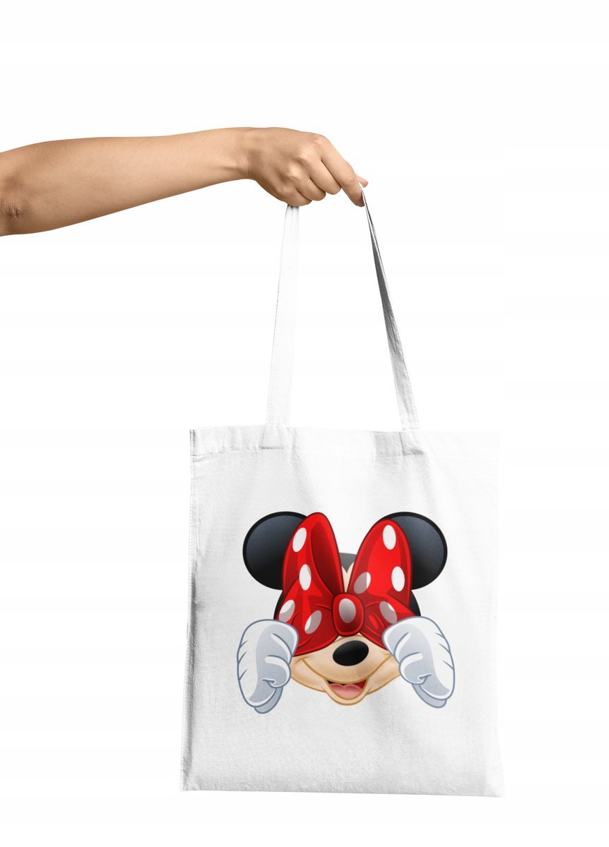 Torba Shopper Materiałowa Na Ramię Prezent Myszka Minnie Mickey Bajki Wzór
