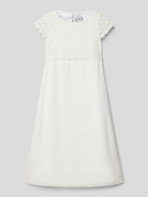 Sukienki i spódniczki dla dziewczynek - Sukienka komunijna z czystej wiskozy z koronkowym obszyciem - miniaturka - grafika 1