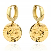 Kolczyki - Kolczyki wiszące srebro złocone koło koła etniczne - miniaturka - grafika 1