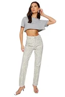 Spodnie damskie - Trendyol Damskie spodnie jeansowe z prostą nogawką i rozkloszowanymi nogawkami, Bardzo kolorowy, 34 - miniaturka - grafika 1