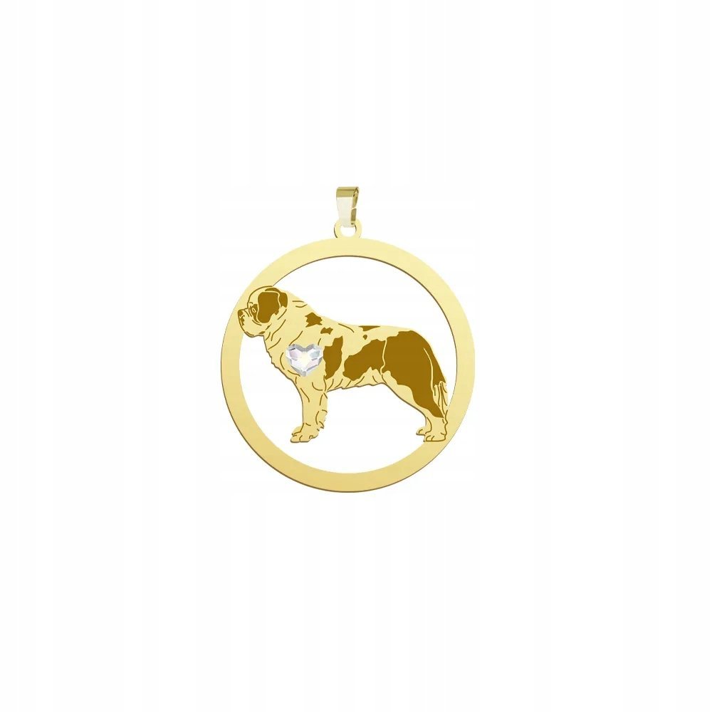 Zawieszka Złota z psem Bernardyn 925 Prezent Biżuteria GRAWER GRATIS