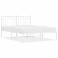 Łóżka - Metalowa rama łóżka z wezgłowiem biała, 140x200 cm Lumarko! - miniaturka - grafika 1