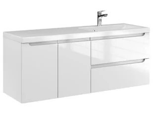 Szafka Wisząca Z Umywalką ETH 120 cm DS Prawa - Biały Wysoki Połysk - Szafki łazienkowe - miniaturka - grafika 1
