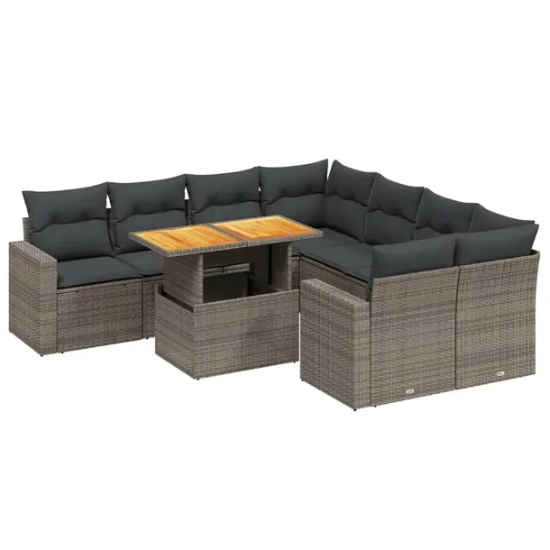 Zestaw wypoczynkowy rattan PE szary 62x62x69 cm