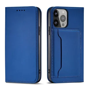 Magnet Card Case etui iPhone 14 Pro pokrowiec z klapką portfel podstawka niebieskie - Portfele - miniaturka - grafika 1
