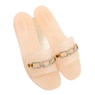 Klapki i japonki damskie - Klapki meliski beżowe 3704 Beige beżowy - Inna marka - miniaturka - grafika 1