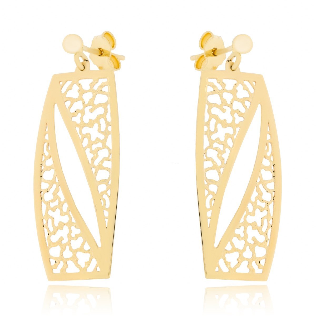Złote kolczyki ażurowe sztyfty pr. 585