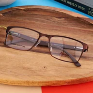 Okulary korekcyjne, oprawki, szkła - Oprawki okularowe prostokątne korekcyjne NIKITANA na teleskopach STNK6 Brązowy - miniaturka - grafika 1