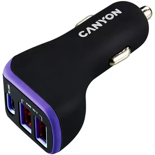 Ładowarka samochodowa CANYON 18 W USB-C PD USB-C USB-A Czarno-fioletowa (CNE-CCA08PU) - Ładowarki samochodowe - miniaturka - grafika 1