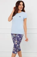 Piżamy damskie - Piżama damska z krótkim rękawem i 3/4 spodniami niebieska Pulia, Kolor niebieski-wzór, Rozmiar S, Italian Fashion - Primodo.com - miniaturka - grafika 1