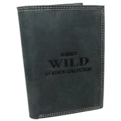 Portfele - Portfel Męski Skórzany WILD Skóra Licowa Duży Pionowy Bez Zapięcia Zamszowy CZARNY ''De Luxe'' 8932 13 x 10 x 3 [cm] - miniaturka - grafika 1